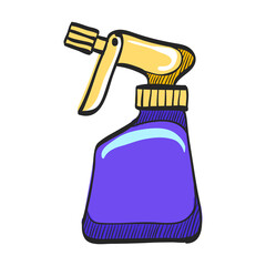 Sprayer bottle icon in color drawing. Gardening laundry water liquid softener