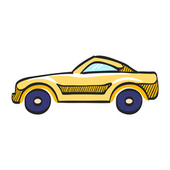 Sport car icon in color drawing. Luxury speed coupe automotive