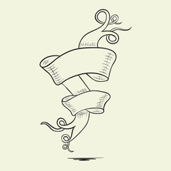 Swirls ribbon vector. Hand draw.