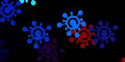 Dark blue, red vector pattern with coronavirus elements.