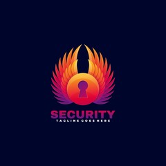 Vector Logo Illustration Time Security Gradient Colorful Style.