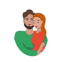 Couple in love, guy hugging tender girl, romantic couple, two, young family, vector illustration, isolate on a white background.