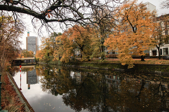 Herbst in Berlin; Landwehrkanal am Reichpietschufer (Blick zum Sch&ouml;neberger Ufer)