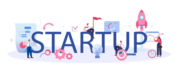 Start up typographic header. Business development idea.