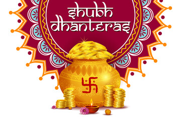Happy Dhanteras Diwali light festival of India greeting background in vector © stockillustrator