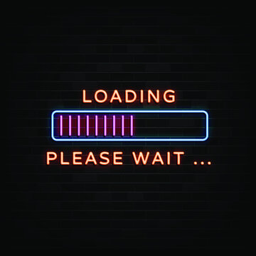loading neon signs vector. Design template neon sign
