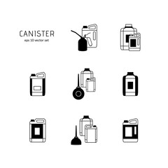 Canister - vector icons set on white background.