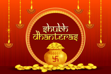 Happy Dhanteras Diwali light festival of India greeting background in vector © stockillustrator