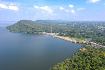 Fototapeta na wymiar Aerial view Khon Kaen province with Ubol Ratana Dam in Khon Kaen, Thailand.