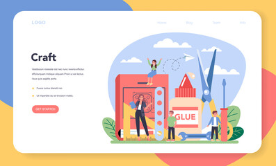 Art school education web banner or landing page. Student