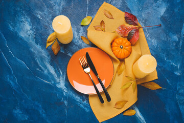 Beautiful table setting with autumn decor