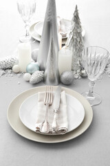 Beautiful table setting for Christmas celebration