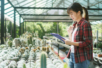 Beautiful smart farm. Enjoy maintaining agriculture the growth of the cactus from the seeds on the farm of desert tree.