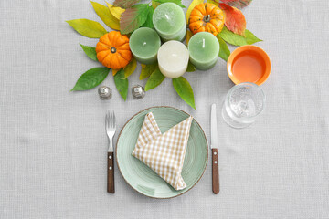 Beautiful table setting with autumn decor