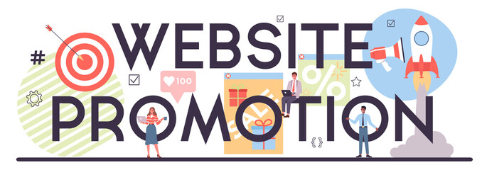 Website promotion typographic header. Customer attention and business
