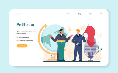 Politician web banner or landing page. Idea of election and governement