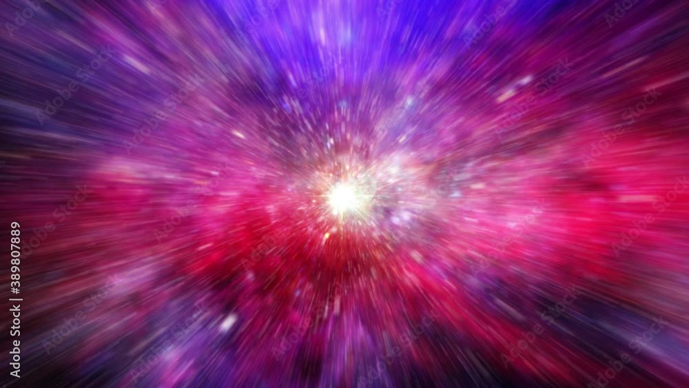 Poster 4K abstract colorful seamless loop creative cosmic background. Speed of light, neon glowing rays in motion. Beautiful traveling through star fields in universe space for futuristic title trailer.