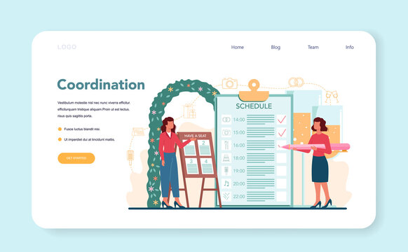 Wedding planner web banner or landing page. Professional