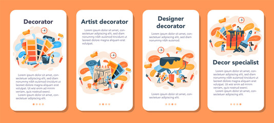 Professional decorator mobile application banner set. Designer
