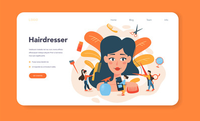 Hairdresser web banner or landing page. Idea of hair care in salon.