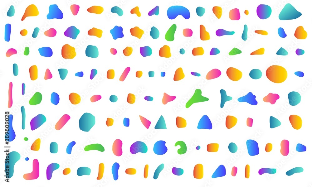 Poster hand drawn colorful random blot collection. great set of doodle drops, blotches, blobs. simple round