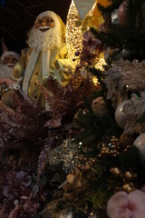 Decorazioni per il Natale, texture natalizia con renne neve Babbo Natale e palle di Natale