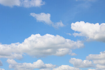 Fototapeta na wymiar Bright blue sky with white clouds for background or wallpapers