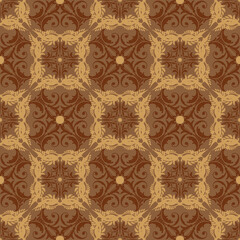 Simple flower motifs on typical Java batik with smooth golden and brown color design.