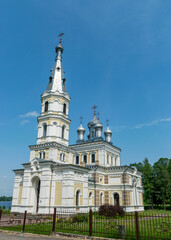 Fototapeta na wymiar St. Alexander Nevsky Church in Stameriena, Latvia, on a sunny summer day.