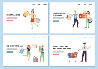 Set of promotion advertising web banners for sales, flat vector illustration.