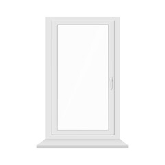 Uni-part plastic window frame with sill realistic vector illustration isolated.