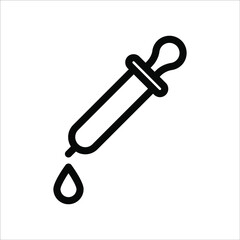 Eye Dropper, Medicine Pipette. Flat Vector Icon illustration. Simple black symbol on white background. eps 10