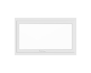 Realistic glass window with white plastic frame a vector illustration