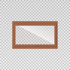 Template of window horizontal wood frame realistic vector illustration isolated.