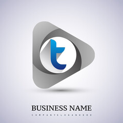 logo letter T rounded in the triangle shape, Vector design template elements for your Business or company identity.