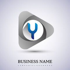 logo letter Y rounded in the triangle shape, Vector design template elements for your Business or company identity.