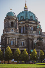 Fototapeta na wymiar Berlin Cathedral (Berliner Dom) reflected in Spree River, Germany