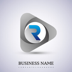 logo letter R rounded in the triangle shape, Vector design template elements for your Business or company identity.