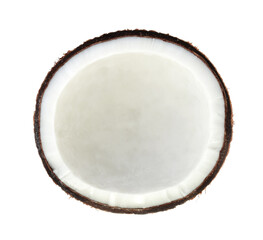 Coconut Half isolated on white background. Top view.