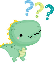 a cute baby dinosaur with a confused expression