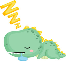 a cute baby dinosaur sleeping and drooling