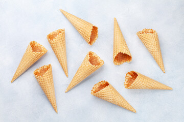 Ice cream in waffle cones