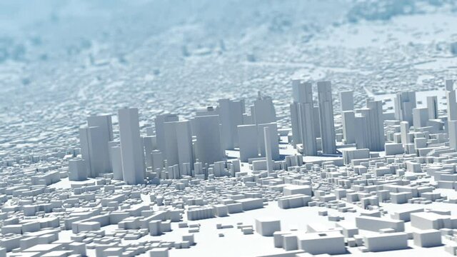 Big city. animation of a large stylized city with parallax effect and distorted perspective