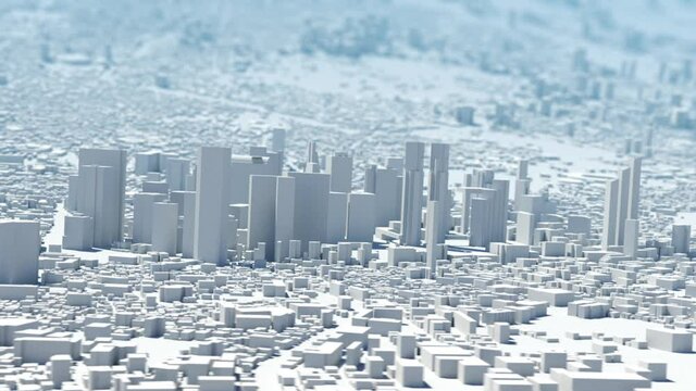 Big city. animation of a large stylized city with parallax effect and distorted perspective