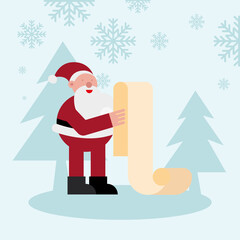 santa claus reading gift list christmas character