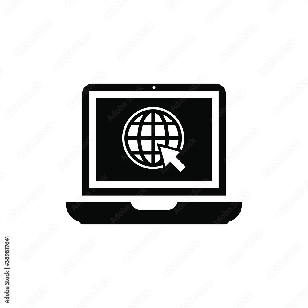 Poster laptop with pointer or cursor icon isolated. vector eps 10