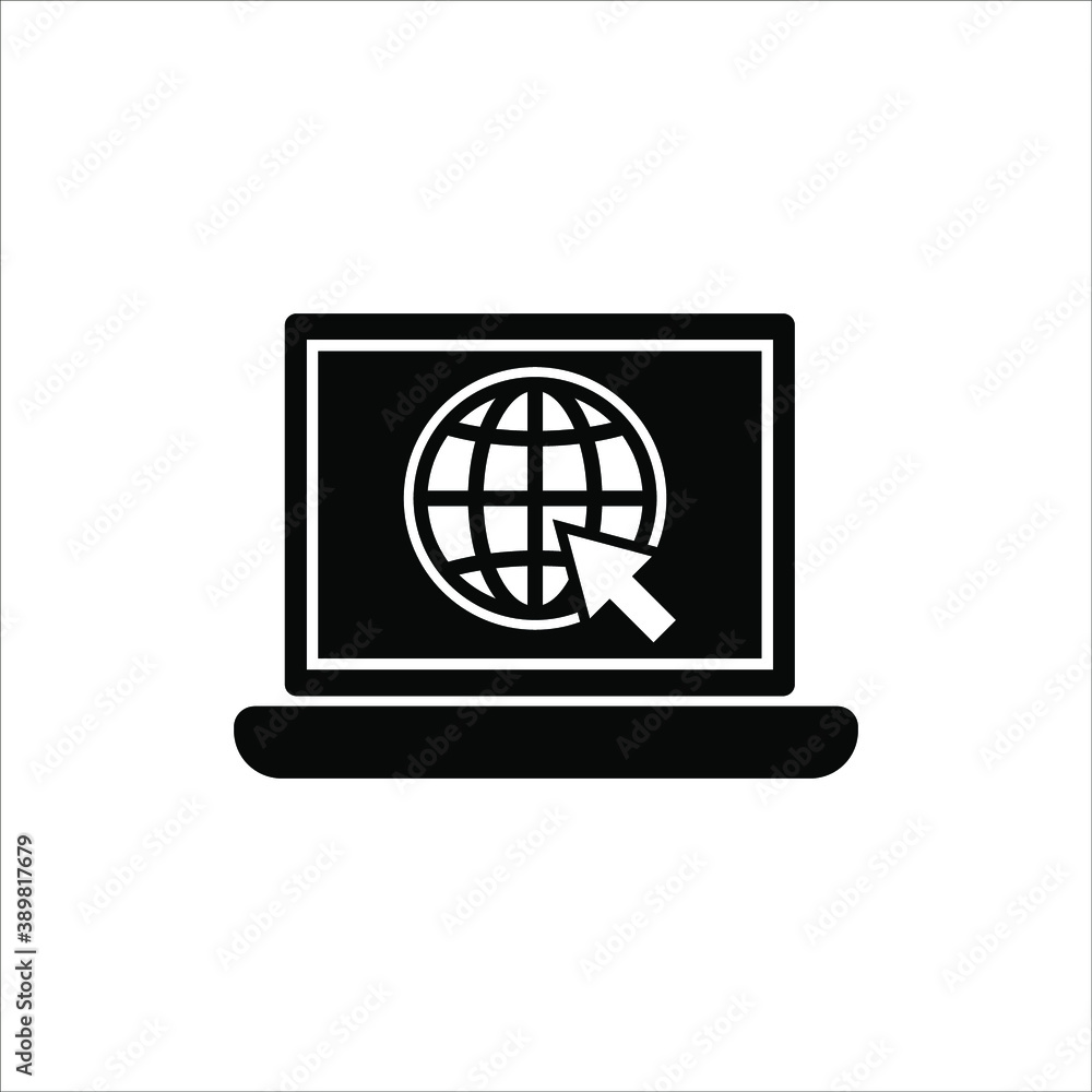 Poster laptop with pointer or cursor icon isolated. vector eps 10