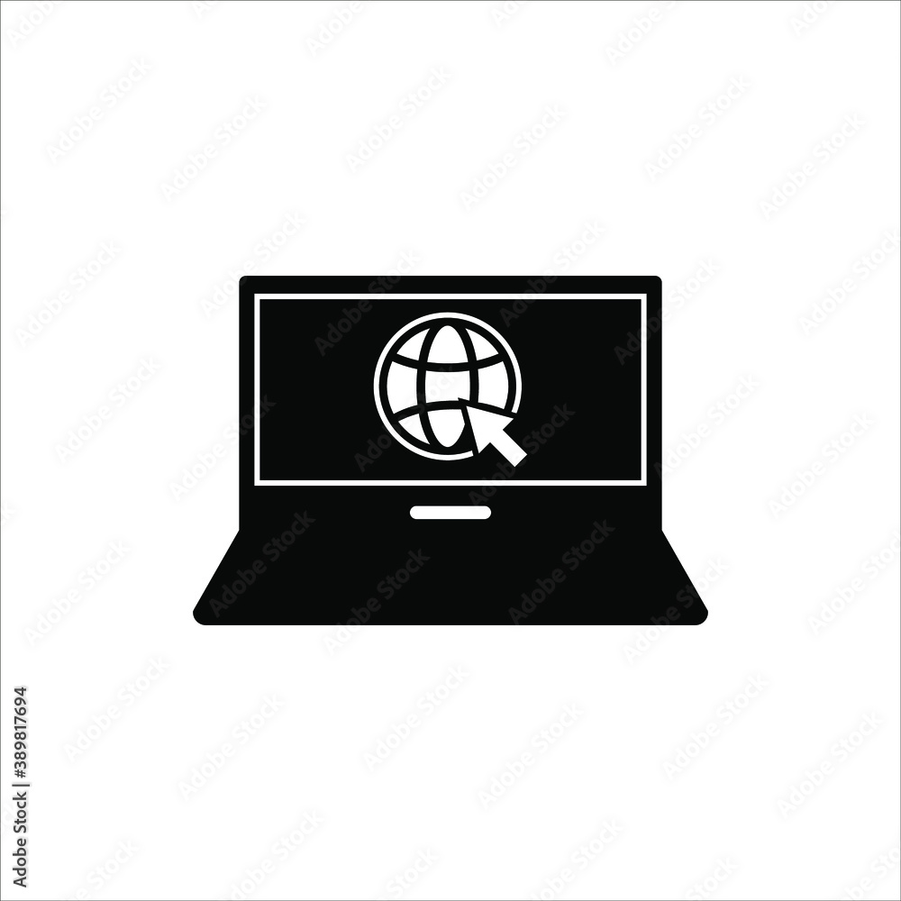 Poster laptop with pointer or cursor icon isolated. vector eps 10