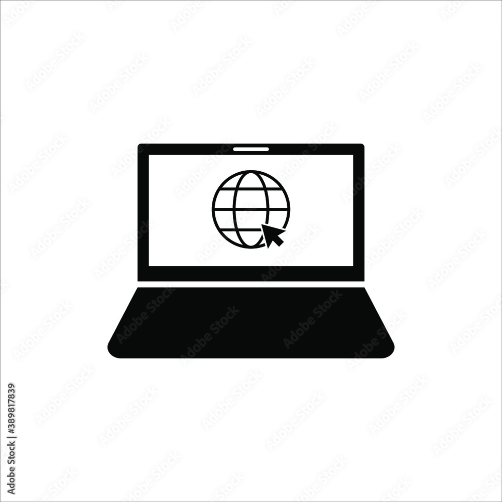 Poster laptop with pointer or cursor icon isolated. vector eps 10