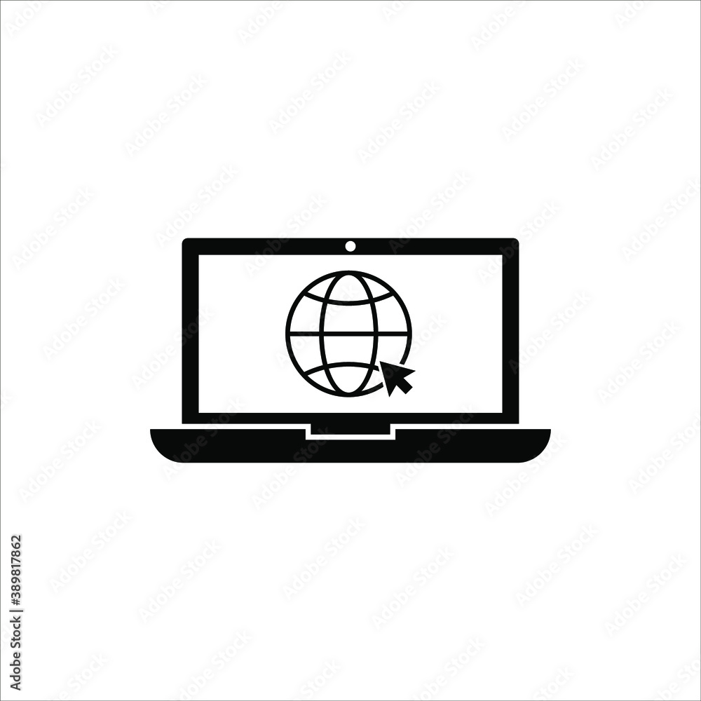 Poster laptop with pointer or cursor icon isolated. vector eps 10